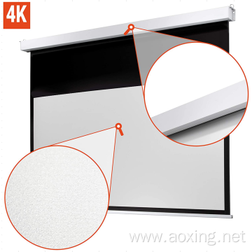 Matte white motorized projector screen wall mount